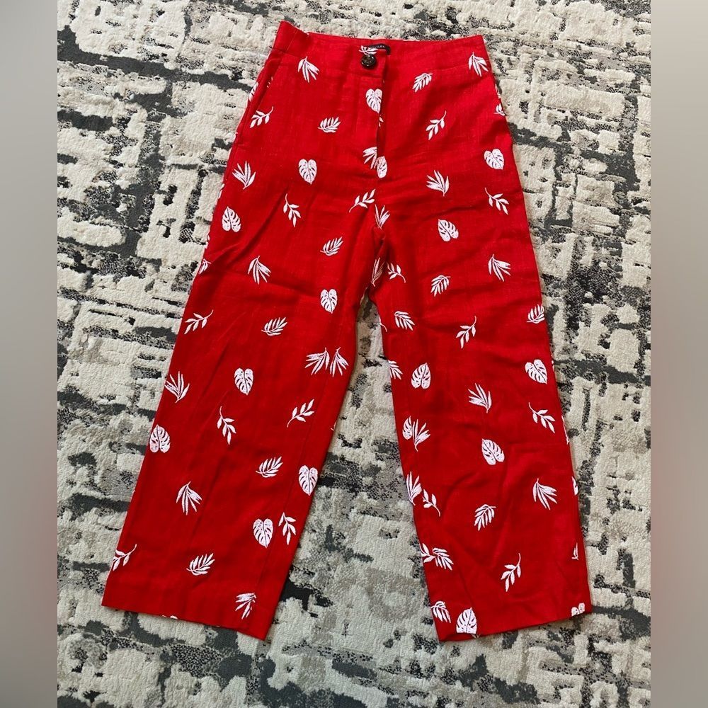 Anne Taylor Linen Pants Red Leaf Womens 00P